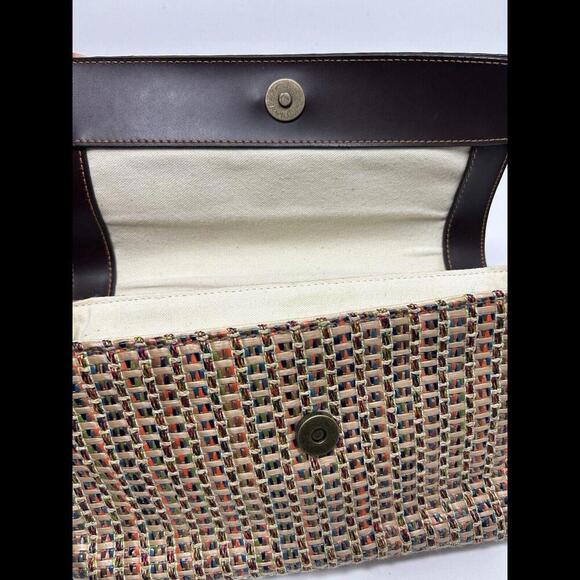 Fossil Woven And Leather Crossbody 75082 With Leather Key - Picture 6 of 8